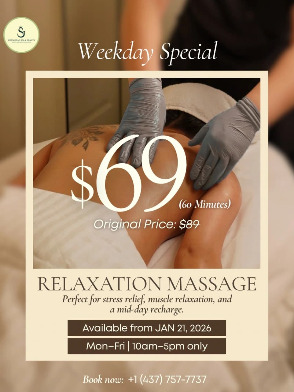 Weekday Special Relaxation Massage LIMITED Promotion