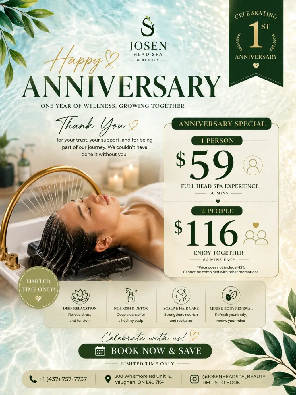 Limited Discount: Japanese Head Spa for one person